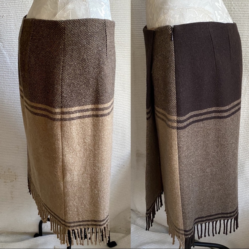 Worth 8/10 Wool Plaid Blanket “Wrap” Skirt Brown - Picture 3 of 8